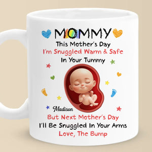 Sending Cuddles From The Inside - Family Personalized Custom Mug - Mother's Day, Baby Shower Gift, Gift For First Mom