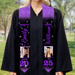 Custom Photo From Dreams To Degrees Congrats Grad - Family Personalized Custom Triangle Graduation Stole - Graduation Gift For Family Members, Siblings, Brothers, Sisters