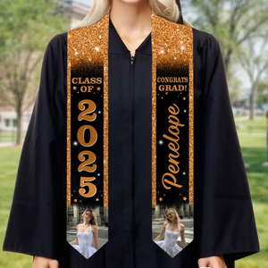Custom Photo The Future Looks Good On You - Family Personalized Custom Triangle Graduation Stole - Graduation Gift For Family Members, Siblings, Brothers, Sisters