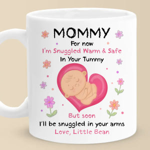 Warming Your Belly, Soon To Warm Your World - Family Personalized Custom Mug - Mother's Day, Baby Shower Gift, Gift For First Mom, Newborn Baby