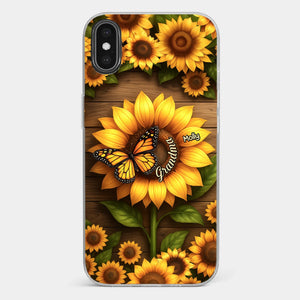 Planted With Love, Blossomed With Grandkids - Family Personalized Custom Clear Phone Case - Mother's Day, Gift For Mom, Grandma