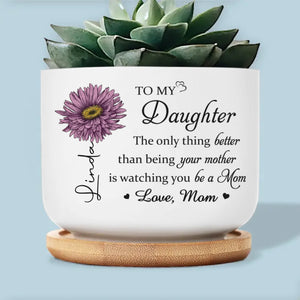 Love Grows Here - Family Personalized Custom Home Decor Ceramic Plant Pot - Mother's Day, House Warming Gift For Mom, Daughter