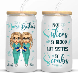 Not Just Coworkers, Scrub Soulmates - Nurse Personalized Custom Glass Cup, Iced Coffee Cup - Appreciation, Thank You Gift, Nurse Life, Doctor Life