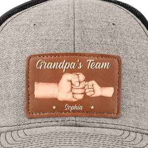 Team Daddy, No Substitutes - Family Personalized Custom Leather Patch Hat - Father's Day, Gift For Dad, Grandpa