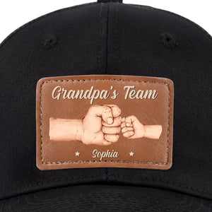 Team Daddy, No Substitutes - Family Personalized Custom Leather Patch Hat - Father's Day, Gift For Dad, Grandpa