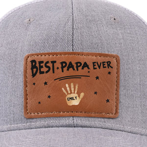 Best Dad Ever, Stamped With Love - Family Personalized Custom Leather Patch Hat - Father's Day, Gift For Dad, Grandpa
