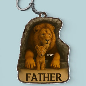 Leading The Pride With Love - Family Personalized Custom Shaped Acrylic Keychain - Father's Day, Gift For Dad, Grandpa