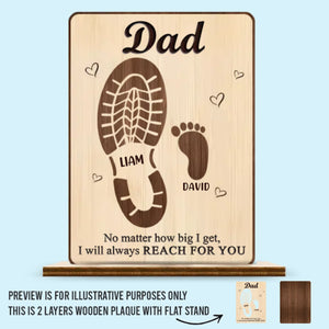 Your Footsteps Shaped Our Journey - Family Personalized Custom Shaped 2-Layered Wooden Plaque With Flat Stand - Father's Day, House Warming Gift For Dad, Grandpa