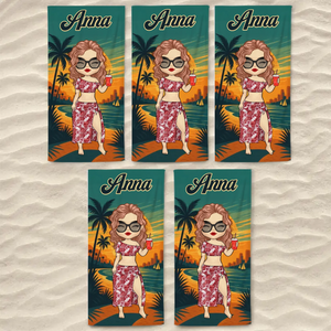 Good Times And Tan Lines - Bestie Personalized Custom Beach Towel - Summer Vacation Gift, Birthday Pool Party Gift For Best Friends, BFF, Sisters