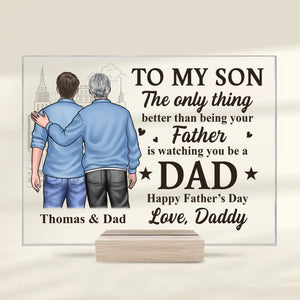 Celebrating The Man You've Become - Family Personalized Custom Rectangle Shaped Acrylic Plaque - Father's Day, Mother's Day, Gift For Son