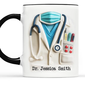 Doctor By Title, Hero By Heart - Family Personalized Custom 3D Inflated Effect Printed Accent Mug - Appreciation, Thank You Gift, Nurse Life, Doctor Life