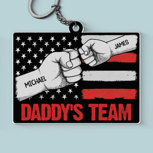 Tough Hands, Soft Heart - Family Personalized Custom Shaped Acrylic Keychain - Father's Day, Gift For Dad, Grandpa