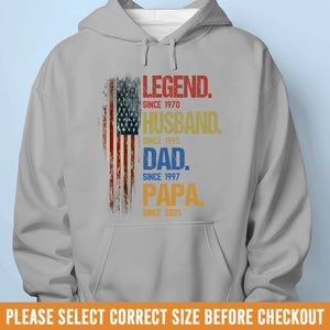 From Legend To Papa - Family Personalized Custom Unisex T-shirt, Premium T-shirt, Hoodie - Father's Day, Gift For Dad, Grandpa