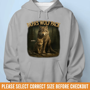 Papa’s Wolf Pack - Family Personalized Custom Unisex T-shirt, Premium T-shirt, Hoodie - Father's Day, Gift For Dad, Grandpa