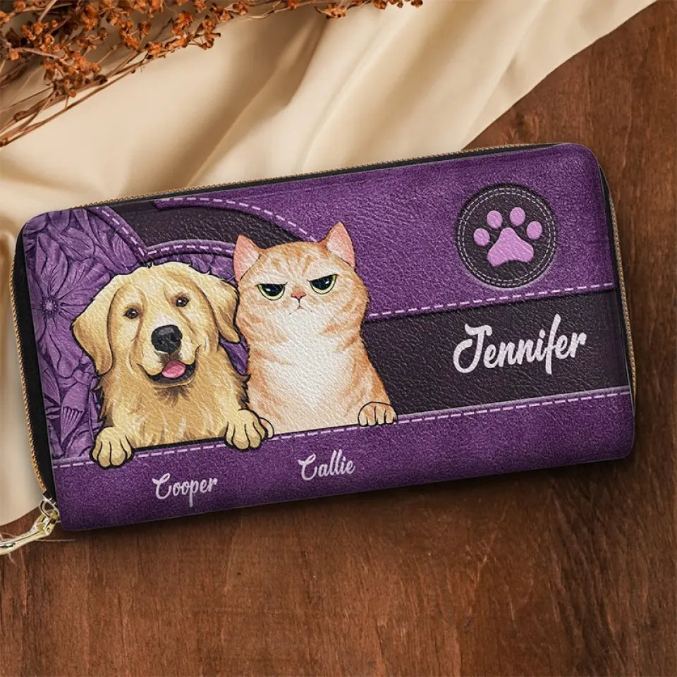 Pets Are Humanizing - Dog & Cat Personalized Custom Leather Long Wallet - Gift For Pet Owners, Pet Lovers