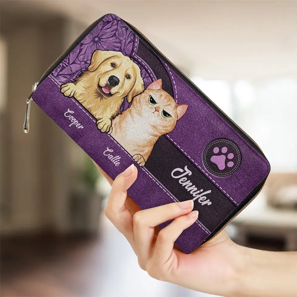 Pets Are Humanizing - Dog & Cat Personalized Custom Leather Long Wallet - Gift For Pet Owners, Pet Lovers