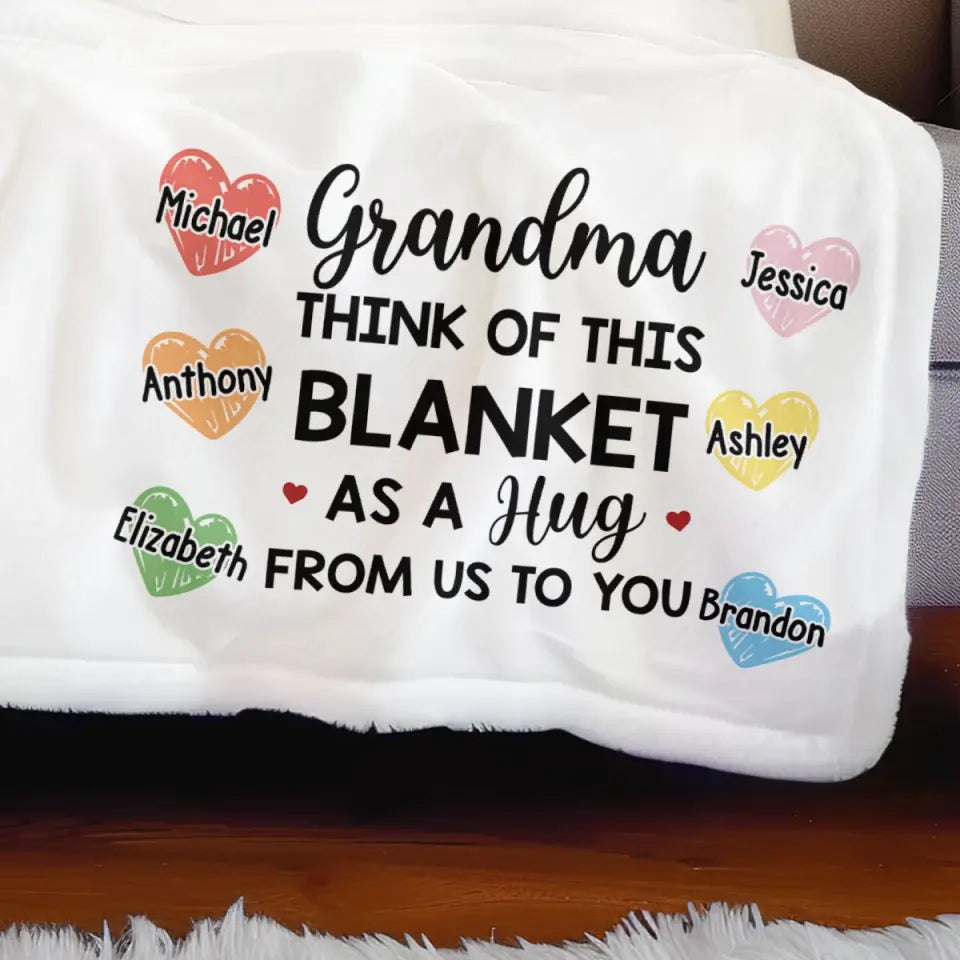 Cuddling With Grandchildren Blanket - Family Personalized Custom Blanket - Gift For Grandma