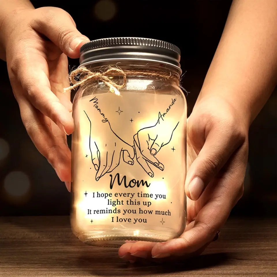 Thanks For Being The Light Of My Life - Family Personalized Custom Mason Jar Light - Mother's Day, Gift For Grandma, Gift For Mom