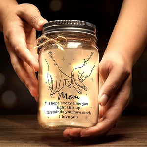 Thanks For Being The Light Of My Life - Family Personalized Custom Mason Jar Light - Mother's Day, Gift For Grandma, Gift For Mom