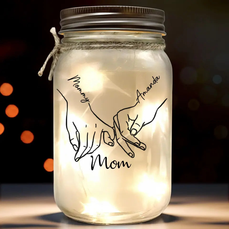 Thanks For Being The Light Of My Life - Family Personalized Custom Mason Jar Light - Mother's Day, Gift For Grandma, Gift For Mom