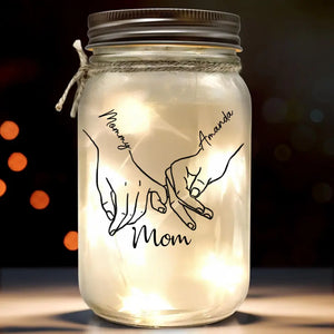 Thanks For Being The Light Of My Life - Family Personalized Custom Mason Jar Light - Mother's Day, Gift For Grandma, Gift For Mom