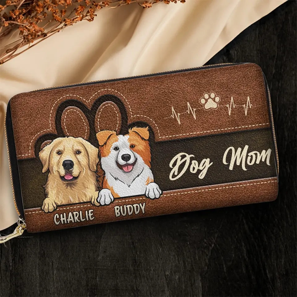 My Fur Mom Brings Me Along - Dog & Cat Personalized Custom Leather Long Wallet - Gift For Pet Owners, Pet Lovers