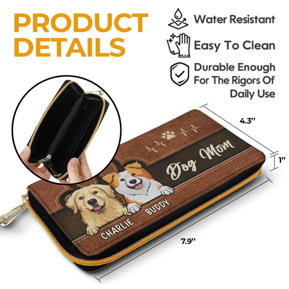 My Fur Mom Brings Me Along - Dog & Cat Personalized Custom Leather Long Wallet - Gift For Pet Owners, Pet Lovers