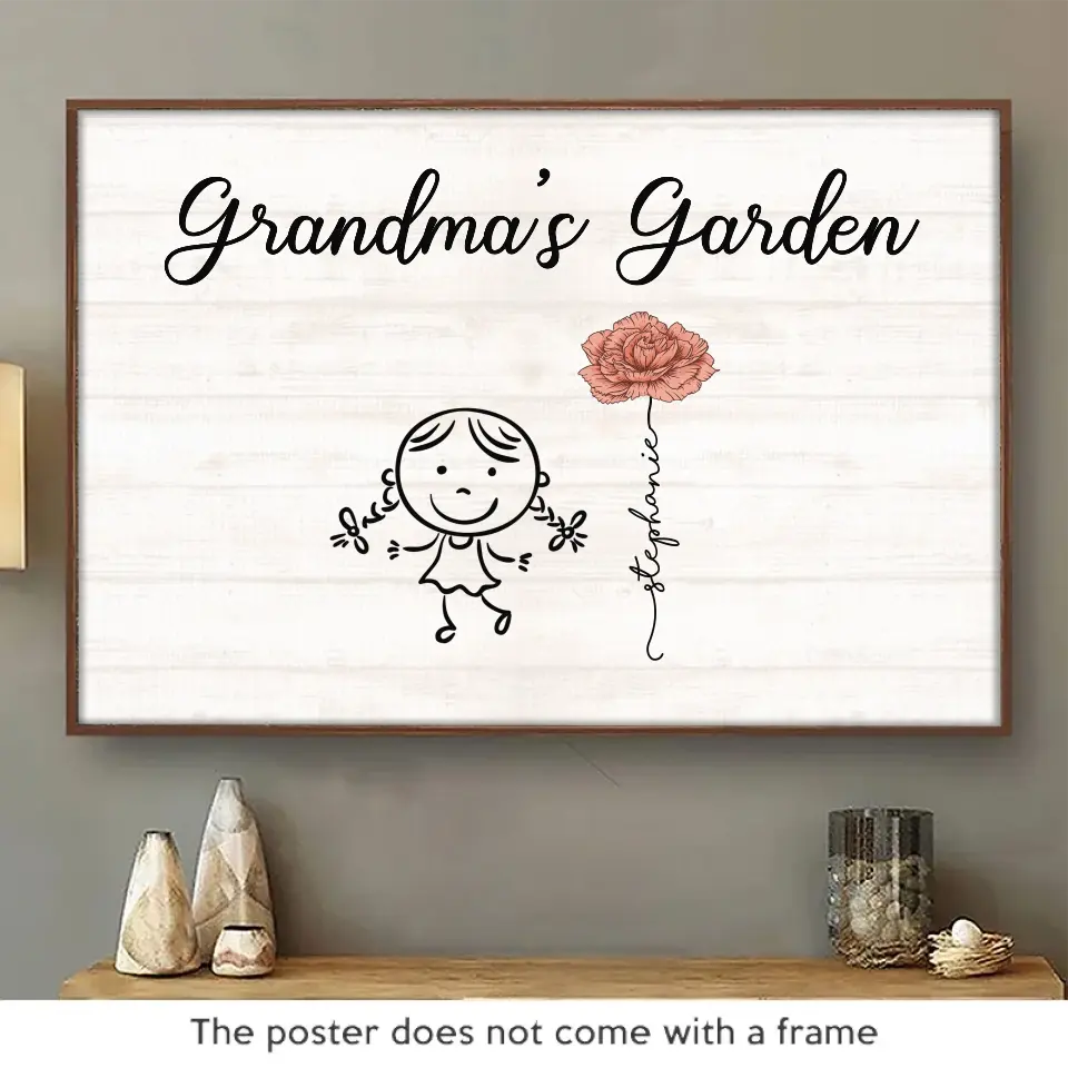 Garden Of Love - Family Personalized Custom Horizontal Poster - Gift For Grandma