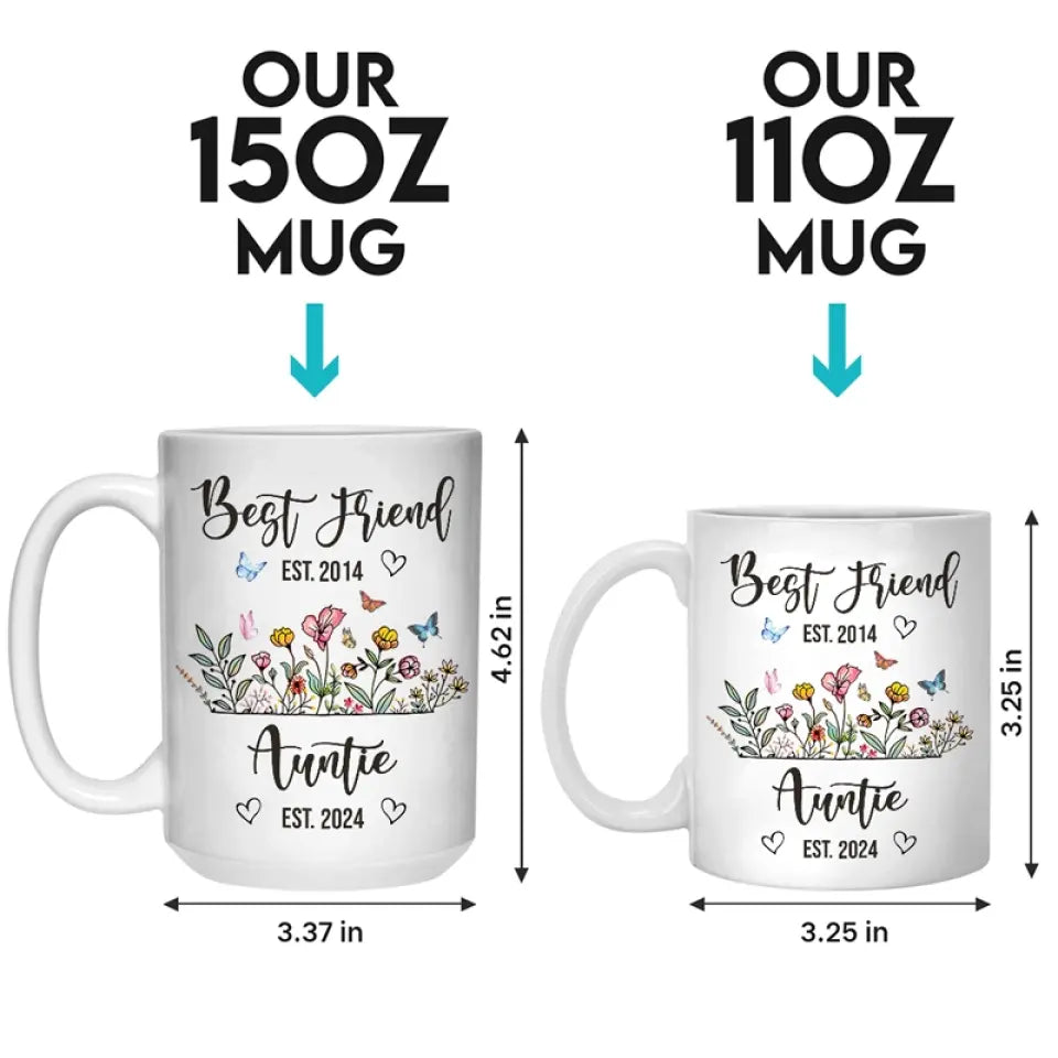 From Bestie To Auntie - Bestie Personalized Custom Mug - Gift For Best Friends, BFF, Sisters
