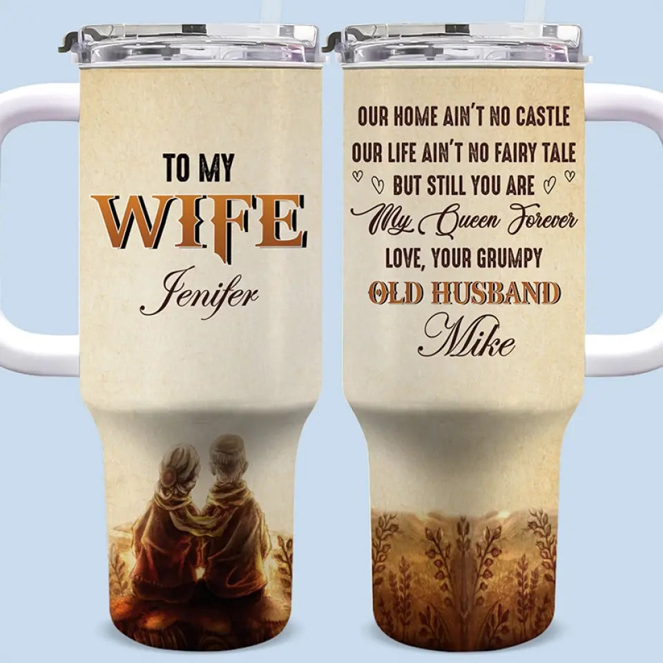 You Are My One True Love - Couple Personalized Custom 40 Oz Stainless Steel Tumbler With Handle - Gift For Husband Wife, Anniversary