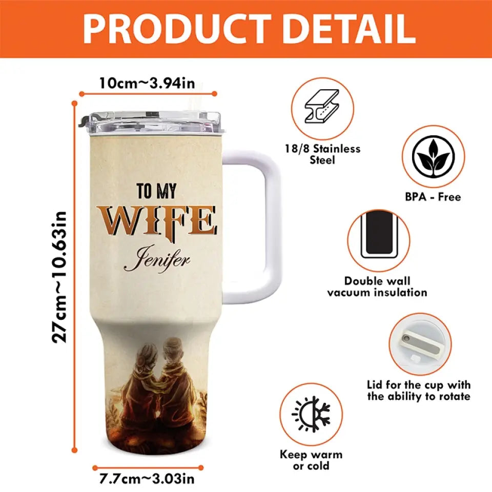 You Are My One True Love - Couple Personalized Custom 40 Oz Stainless Steel Tumbler With Handle - Gift For Husband Wife, Anniversary