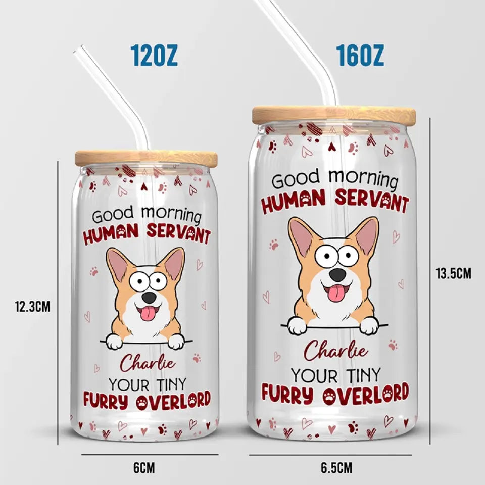 Your Tiny Furry Overlords - Dog & Cat Personalized Custom Glass Cup, Iced Coffee Cup -  Gift For Pet Owners, Pet Lovers