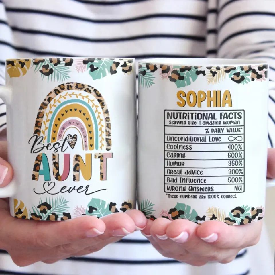 Best Auntie Nutritional Facts - Family Personalized Custom Mug - Gift For Family Members