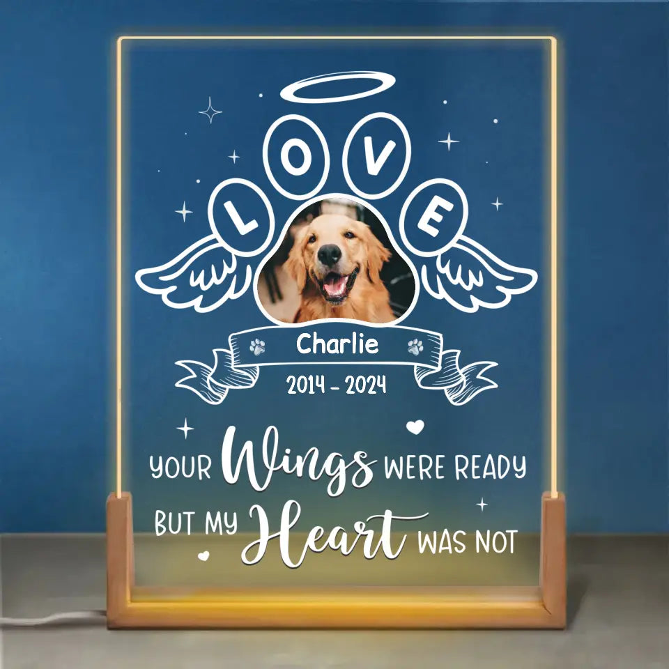 Custom Photo You Left Paw Prints On Our Hearts - Memorial Personalized Custom Shaped 3D LED Walnut Night Light - Sympathy Gift For Pet Owners, Pet Lovers