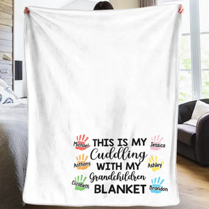 Think Of This Blanket As A Hug - Family Personalized Custom Blanket - Gift For Grandma