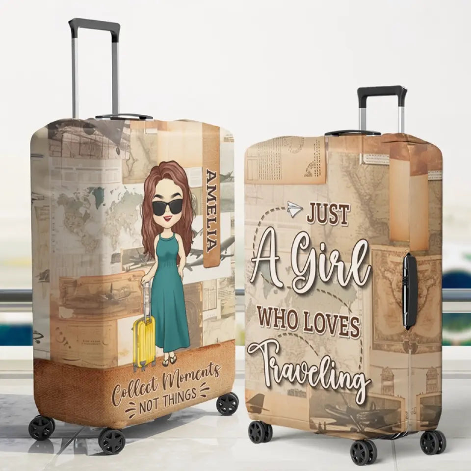 Just A Guy Who Loves Traveling - Travel Personalized Custom Luggage Cover - Holiday Vacation Gift, Gift For Adventure Travel Lovers
