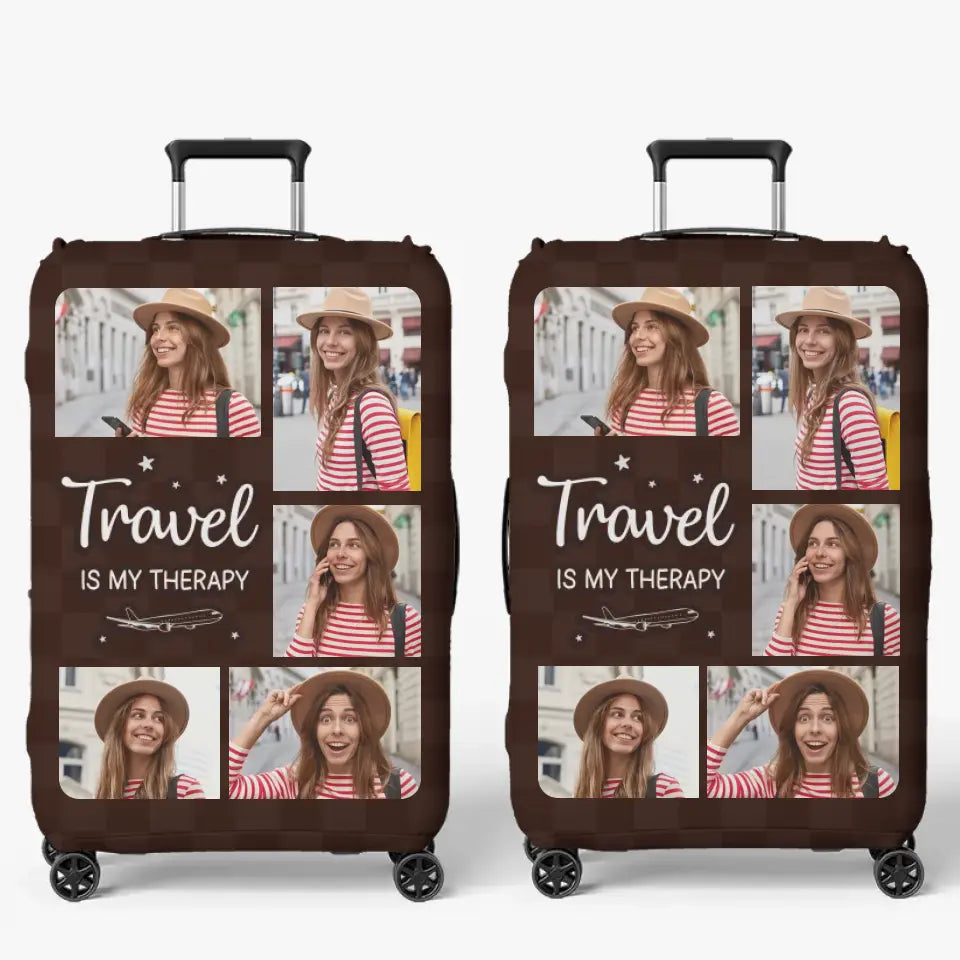 Custom Photo Catch Flight Not Feelings - Travel Personalized Custom Luggage Cover - Holiday Vacation Gift, Gift For Adventure Travel Lovers
