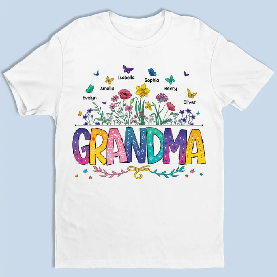 Flowers Bloom In Garden Of Love - Family Personalized Custom Unisex T-shirt, Hoodie, Sweatshirt - Mother's Day, Gift For Mom, Grandma