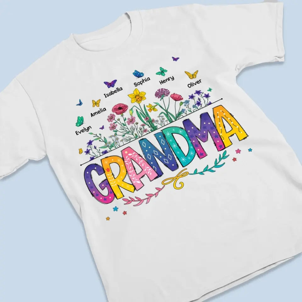 Flowers Bloom In Garden Of Love - Family Personalized Custom Unisex T-shirt, Hoodie, Sweatshirt - Mother's Day, Gift For Mom, Grandma