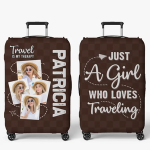 Custom Photo So The Adventure Begins - Travel Personalized Custom Luggage Cover - Holiday Vacation Gift, Gift For Adventure Travel Lovers