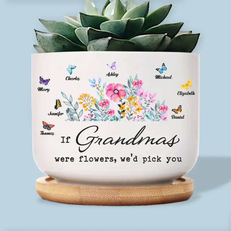 A Garden Of Love Grows In A Granny's Heart - Family Personalized Custom Home Decor Ceramic Plant Pot - Gift For Mom, Grandma