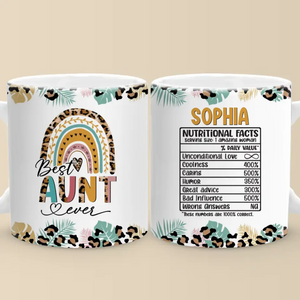 Best Auntie Nutritional Facts - Family Personalized Custom Mug - Gift For Family Members