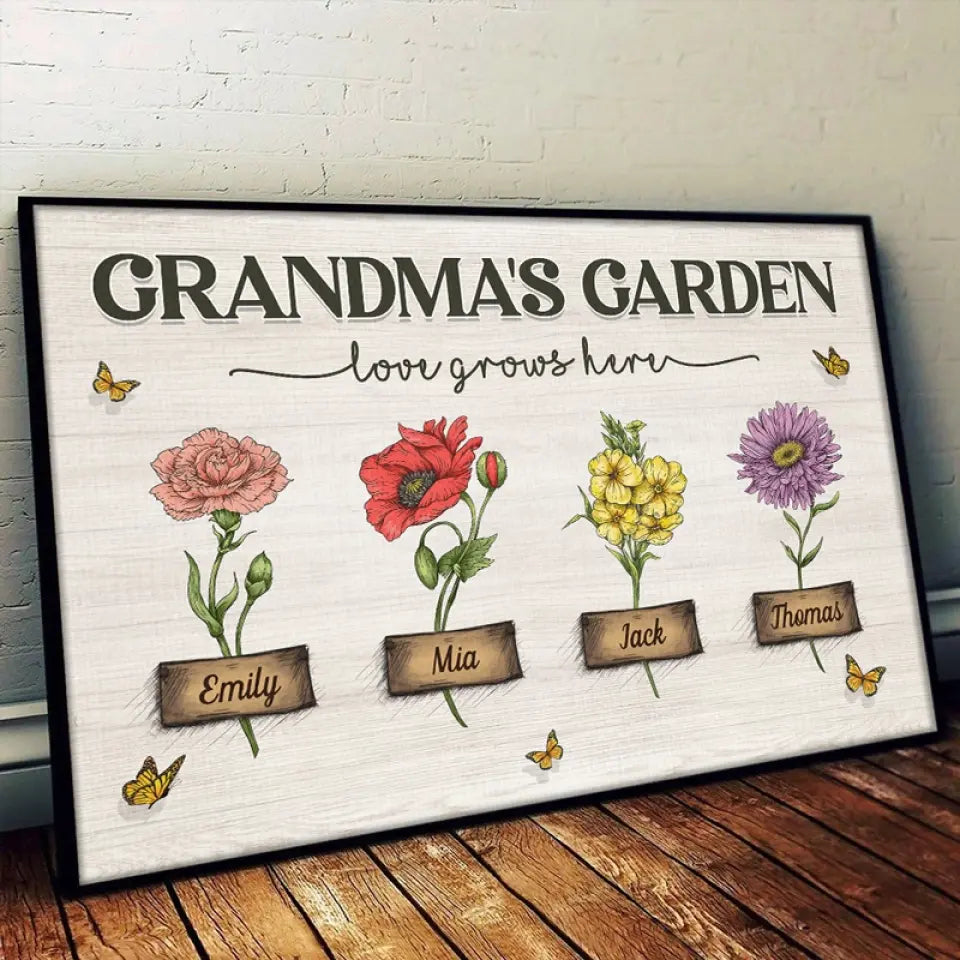 Grandma I Love You - Family Personalized Custom Horizontal Poster - Mother's Day, Gift For Mom, Grandma