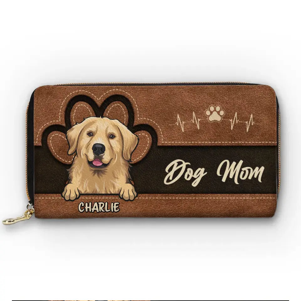 My Fur Mom Brings Me Along - Dog & Cat Personalized Custom Leather Long Wallet - Gift For Pet Owners, Pet Lovers