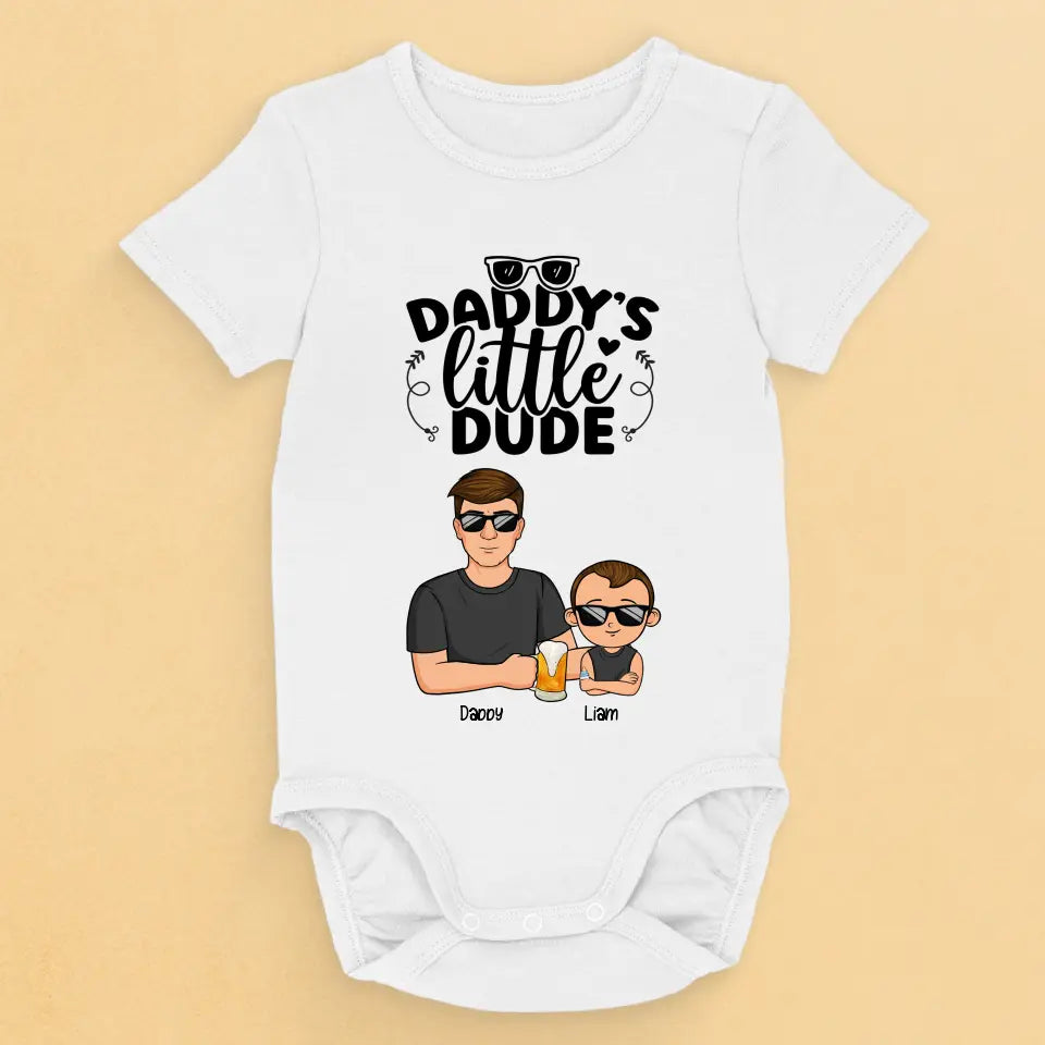Daddy's Little Dude - Family Personalized Custom Baby Onesie - Baby Shower Gift, Gift For First Dad