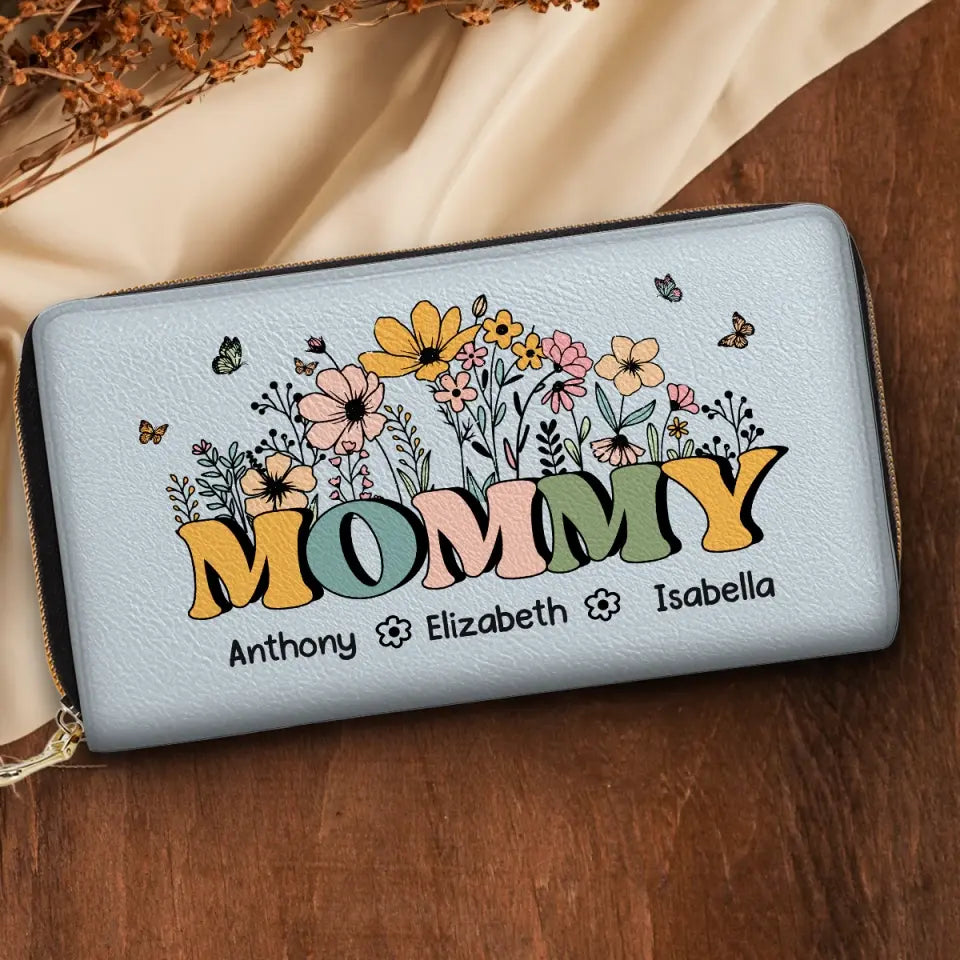 My Mother Is My Root, My Foundation - Family Personalized Custom Leather Long Wallet - Mother's Day, Gift For Mom, Grandma