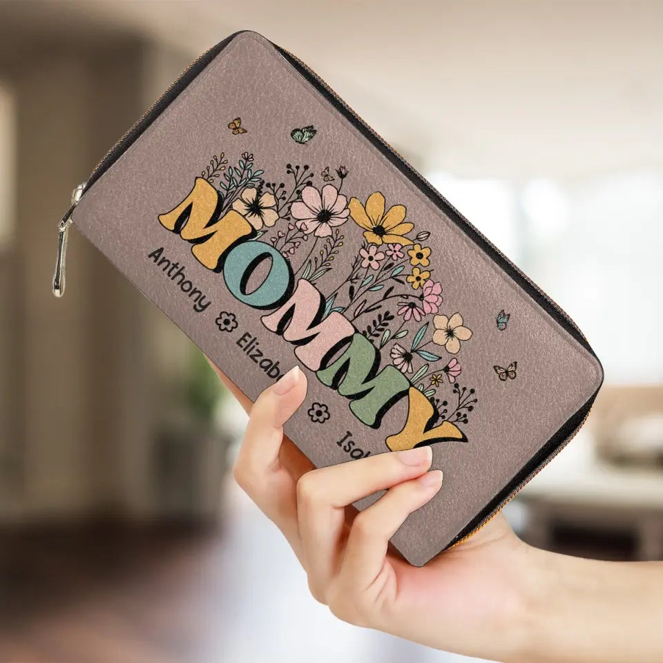 My Mother Is My Root, My Foundation - Family Personalized Custom Leather Long Wallet - Mother's Day, Gift For Mom, Grandma