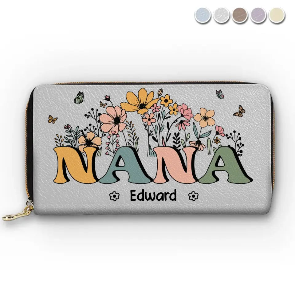 My Mother Is My Root, My Foundation - Family Personalized Custom Leather Long Wallet - Mother's Day, Gift For Mom, Grandma