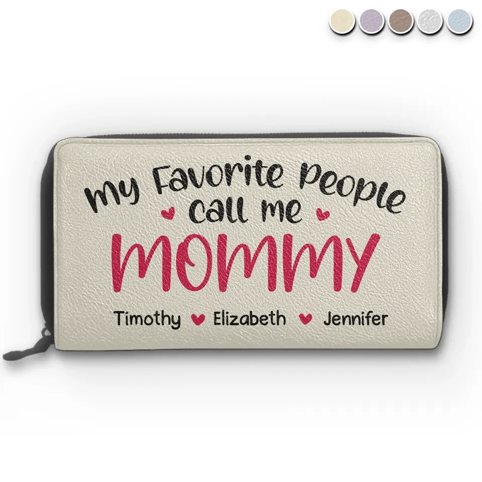 My Favourite People Call Me Grandma - Family Personalized Custom Leather Long Wallet - Mother's Day, Gift For Mom, Grandma