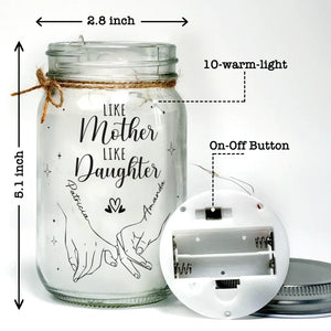 Like Mother Light Daughter - Family Personalized Custom Mason Jar Light - Mother's Day, Gift For Mom, Grandma